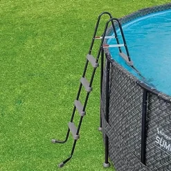 Summer Waves 16ft x 48in Above Ground Pool Set with Pump & Accessories Dark Herringbone