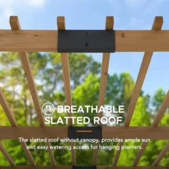 SummerCove Cedar Framed Pergola 10 x 10.5 ft with Adjustable Hanging Planters Wood Color