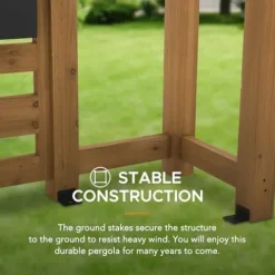 SummerCove Cedar Framed Pergola 10 x 10.5 ft with Adjustable Hanging Planters Wood Color