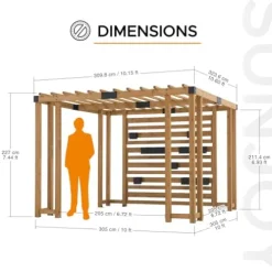 SummerCove Cedar Framed Pergola 10 x 10.5 ft with Adjustable Hanging Planters Wood Color