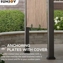 Sunjoy 10’ x 12’ Outdoor Steel Arched Pergola with Adjustable Canopy Tan