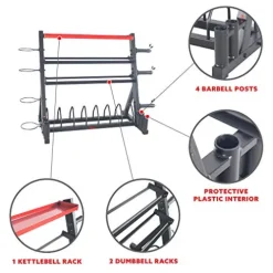 Sunny Health & Fitness All-In-One Weights Storage Rack Stand Black