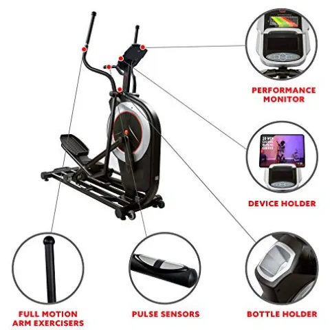 Sunny Health & Fitness Electric Elliptical Trainer with Programmable Monitor – SF-E3875 Black