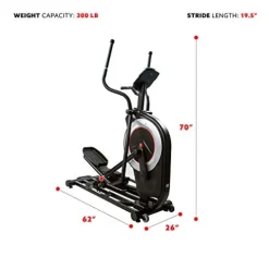 Sunny Health & Fitness Electric Elliptical Trainer with Programmable Monitor – SF-E3875 Black