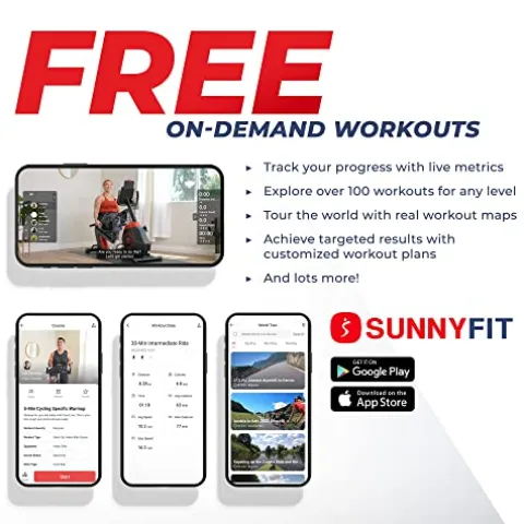 Sunny Health & Fitness Electromagnetic Recumbent Cross Trainer Exercise Elliptical Bike Black