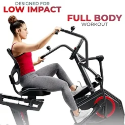 Sunny Health & Fitness Electromagnetic Recumbent Cross Trainer Exercise Elliptical Bike Black