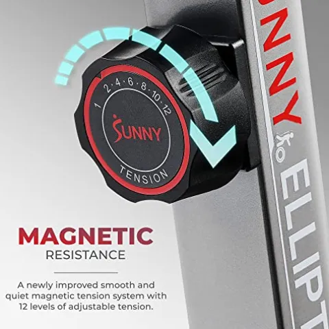 Sunny Health & Fitness Elite Smart Elliptical Cross Trainer Gray