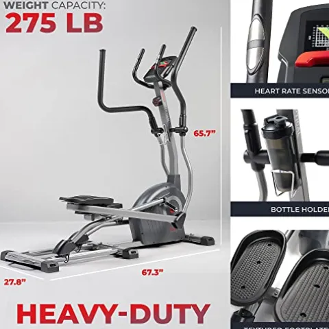 Sunny Health & Fitness Elite Smart Elliptical Cross Trainer Gray