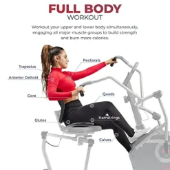 Sunny Health & Fitness Elite Recumbent Cross Trainer & Elliptical Machine Grey