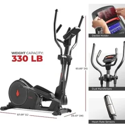 Sunny Health & Fitness Elliptical Cross Trainer Exercise Machine Black