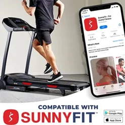 Sunny Health & Fitness Folding Incline Treadmill Black