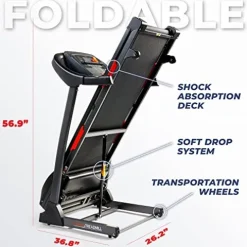 Sunny Health & Fitness Folding Incline Treadmill Black