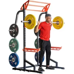 Sunny Health & Fitness Power Zone Half Rack Heavy Duty Performance Power Cage Black