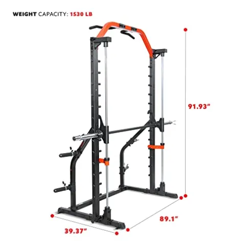 Sunny Health & Fitness Premium Squat Smith Machine Black