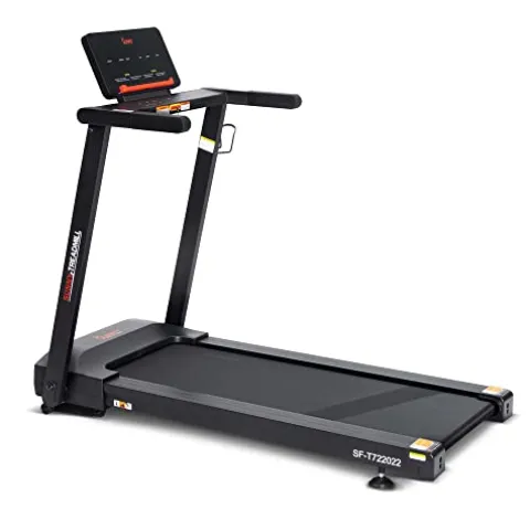 Sunny Health & Fitness Slim Folding Treadmill with 12-Level Auto Incline Black