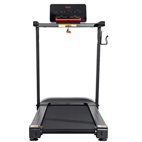 Sunny Health & Fitness Slim Folding Treadmill with 12-Level Auto Incline Black