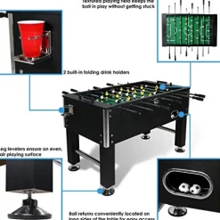 Sunnydaze 55-Inch Foosball Table Chrome Plated Steel Rods – Black