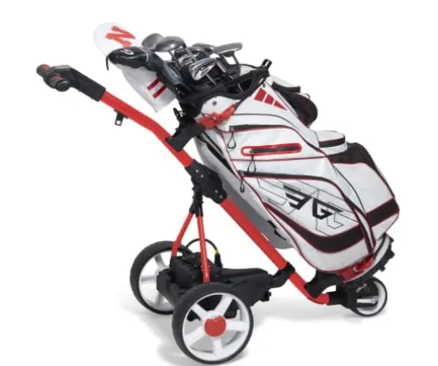 Super E Caddy The Weekender 3-Wheel Electric Golf Cart Lightweight Portable Folding Electric Golf Push Cart Red