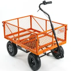 SuperHandy Electric-Assist Garden Cart 5.7 Cu Ft 440lbs Load All-Terrain Orange