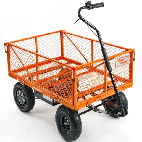 SuperHandy Electric-Assist Garden Cart 5.7 Cu Ft 440lbs Load All-Terrain Orange