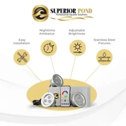 SUPERIOR POND Fountain Color Changing Light Kit 3X RGB 9-Watt Fixtures