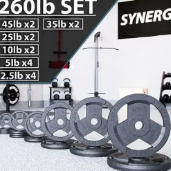Synergee Cast Iron Weight Plates 260lb Set
