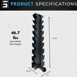 Synergy Custom Fitness 8-Tier Vertical Dumbbell Storage Rack – DBRK8 (Grey)