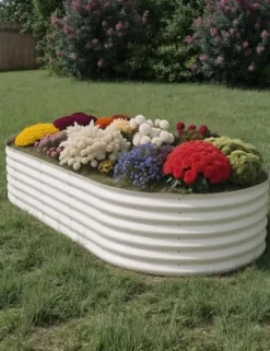 Takywep 2Pcs 10x4x1.5ft Galvanized Raised Garden Bed Beige