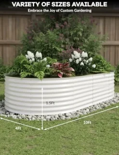 Takywep 2Pcs 10x4x1.5ft Galvanized Raised Garden Bed Beige