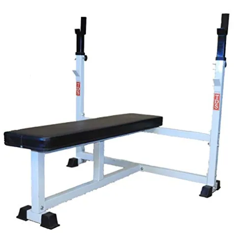TDS Olympic Flat Bench Adjustable Uprights Deluxe Padding Black
