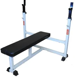TDS Olympic Flat Bench Adjustable Uprights Deluxe Padding Black