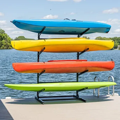 Teal Triangle Freestanding G-Watersport 4 Kayak and SUP Outdoor Storage Rack Black