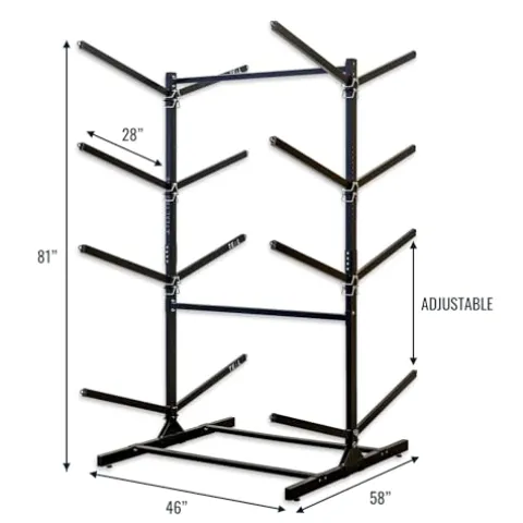 Teal Triangle Freestanding G-Watersport 8 Kayak and SUP Outdoor Storage Rack Black
