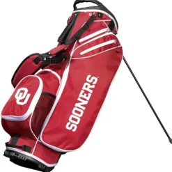 Team Golf NCAA Oklahoma Birdie Stand Golf Bag Lightweight 14-Way Club Divider Spring Action Stand Insulated Cooler Pocket Velcro Glove and Umbrella Holder Padded Handles Multi Team Color