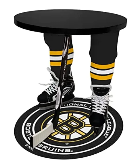 Team Tables Boston Hockey Table Black Table Top with Boston Puck Mat