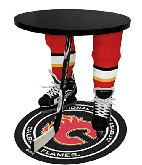 Team Tables Calgary Hockey Table Black Table Top with Puck Mat