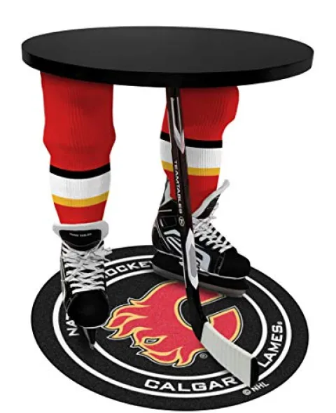 Team Tables Calgary Hockey Table Black Table Top with Puck Mat