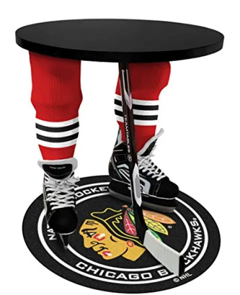 Team Tables Chicago Hockey Table Black Table Top with Chicago Puck Mat