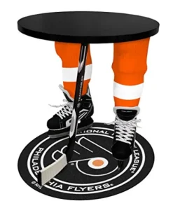 Team Tables Philadelphia Hockey Table Black Table Top with Philadelphia Puck Mat