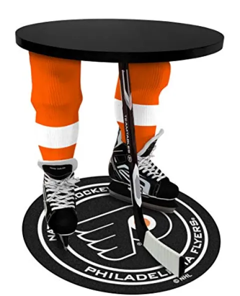 Team Tables Philadelphia Hockey Table Black Table Top with Philadelphia Puck Mat