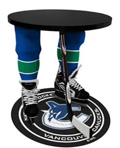 Team Tables Vancouver Hockey Table Black Table Top with Vancouver Puck Mat