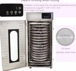TECHTONGDA Commercial 16-Layer Food Dehydrator Rotary Dryer Stainless Steel
