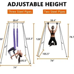 TECSPACE Adjustable Height Aerial Yoga Frame & Hammock Light Purple