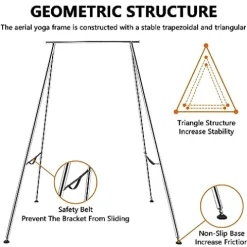 TECSPACE Adjustable Height Aerial Yoga Frame & Hammock Light Purple