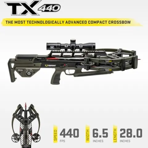 TenPoint TX 440 Crossbow Moss Green – 440 FPS, ACUslide MAXX, EVO-X Elite Scope & CenterPunch HPX Arrows