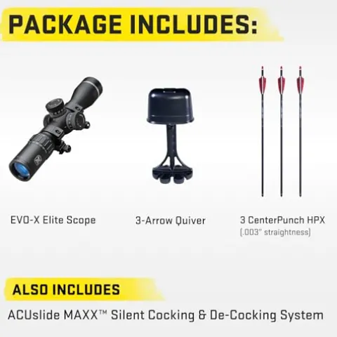 TenPoint TX 440 Vektra Compact Forward Draw Crossbow with ACUslide MAXX, EVO-X Elite Scope & Three CenterPunch HPX Carbon Arrows Vektra