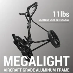 TGU Golf Push Cart – Swivel Front Wheel, 360 Rotating, 1-Step Folding, Aircraft Grade Frame, Clear Design Concept, Lightweight & Easy Handling (Black)