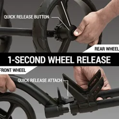 TGU Golf Push Cart – Swivel Front Wheel, 360 Rotating, 1-Step Folding, Aircraft Grade Frame, Clear Design Concept, Lightweight & Easy Handling (Black)