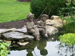 The Best Industries Fishing Boy & Girl Cast Stone Statues Classic Iron
