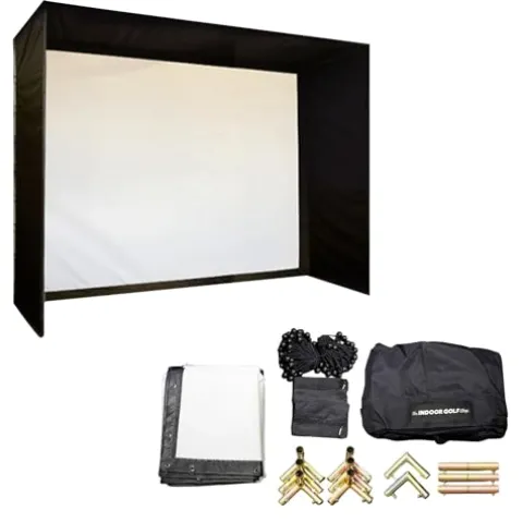 The Indoor Golf Shop DIY Golf Simulator Enclosure, SIGPRO Screen, Black 7.7×10